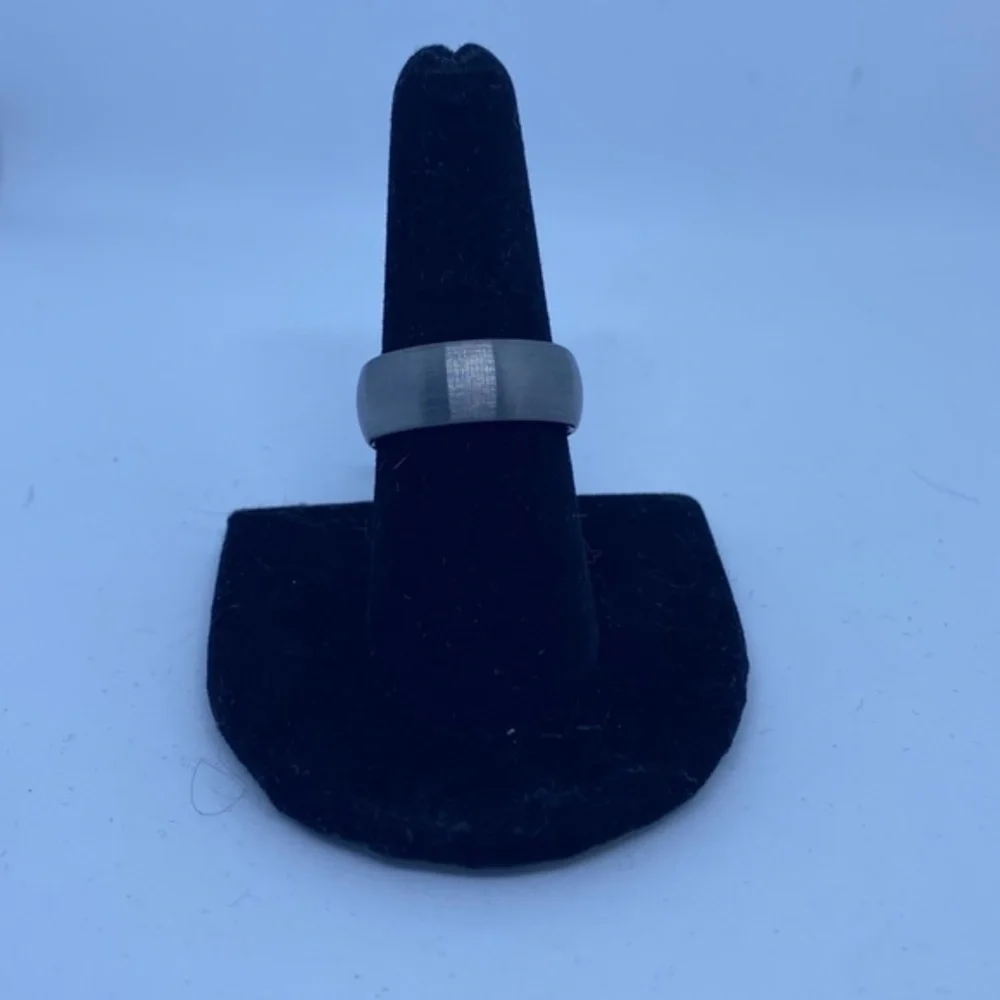 Tungsten‎ Carbide Wedding Band Men Size 8 Gray Black Ring 8mm Minimalist